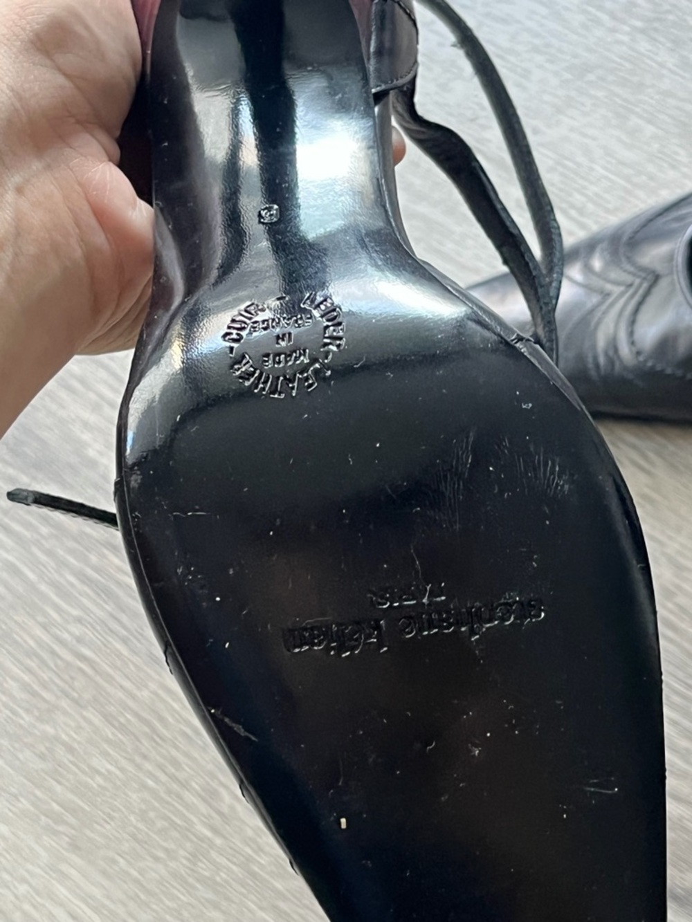 Stephane Kelian Black Leather Ankle-Strap Pumps with Pointed Square Toe - Picture 4 of 6